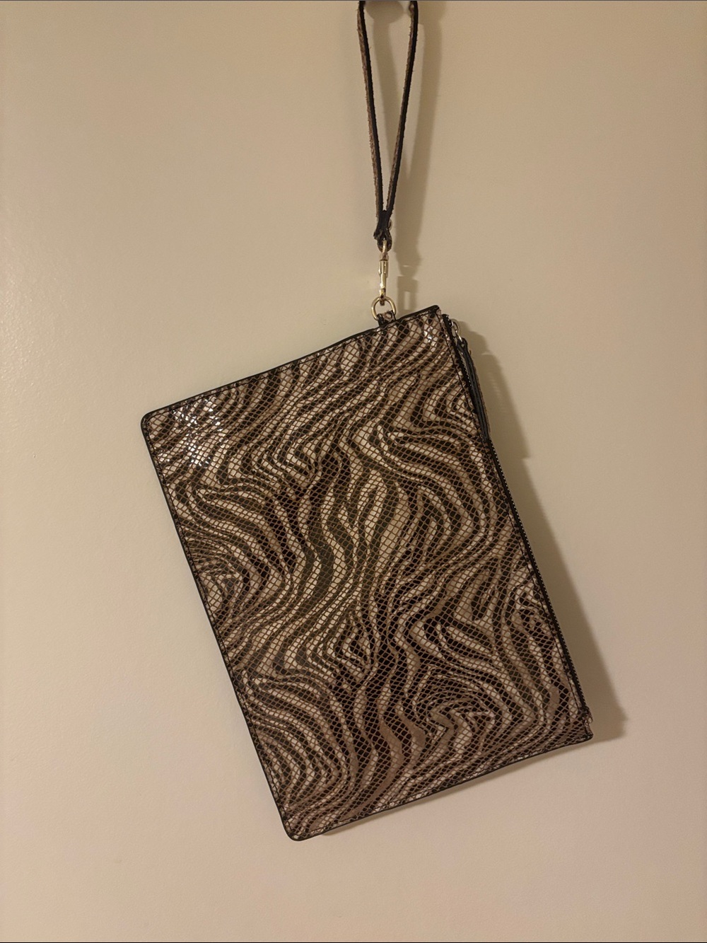Banana Republic animal print leather clutch